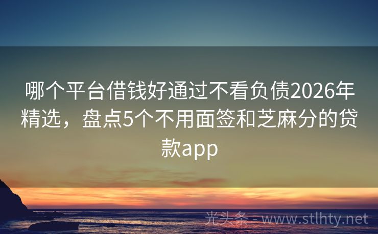 哪个平台借钱好通过不看负债2026年精选，盘点5个不用面签和芝麻分的贷款app