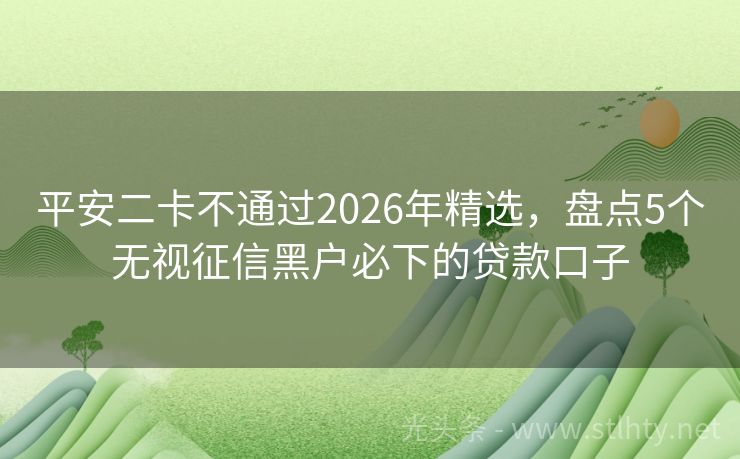 平安二卡不通过2026年精选，盘点5个无视征信黑户必下的贷款口子
