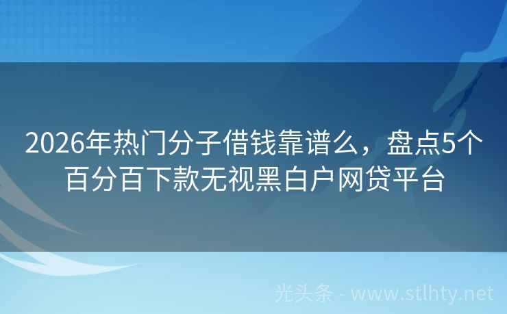 2026年热门分子借钱靠谱么，盘点5个百分百下款无视黑白户网贷平台