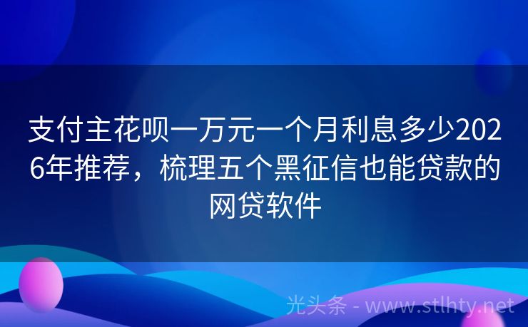 支付主花呗一万元一个月利息多少2026年推荐，梳理五个黑征信也能贷款的网贷软件