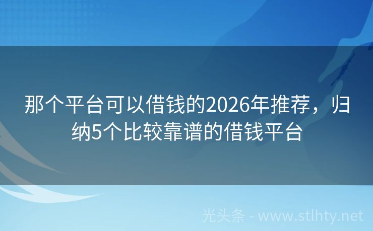 那个平台可以借钱的2026年推荐，归纳5个比较靠谱的借钱平台