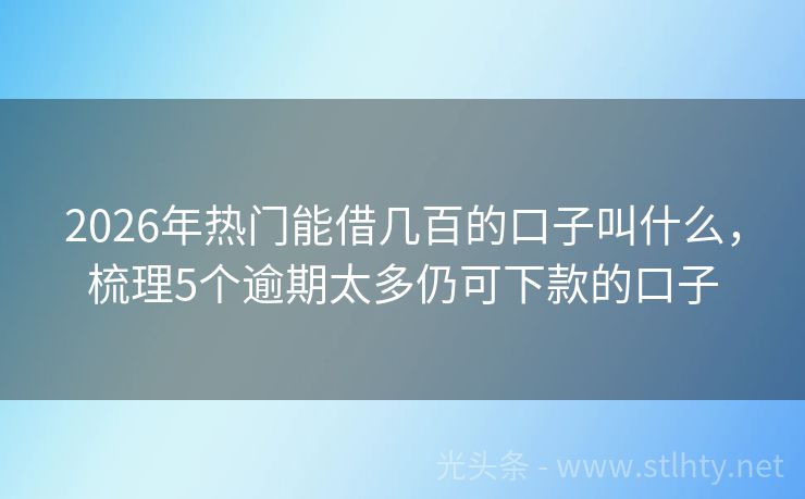 2026年热门能借几百的口子叫什么，梳理5个逾期太多仍可下款的口子