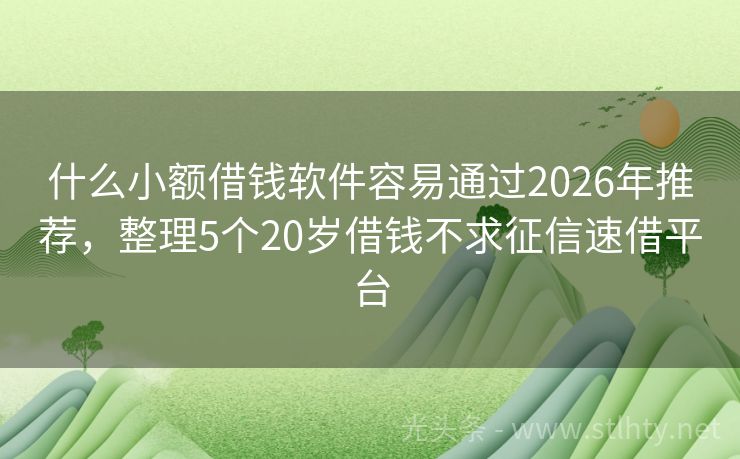 什么小额借钱软件容易通过2026年推荐，整理5个20岁借钱不求征信速借平台