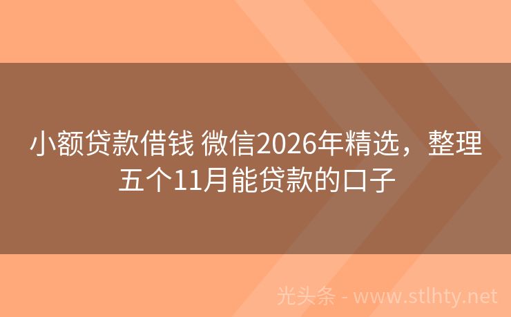 小额贷款借钱 微信2026年精选，整理五个11月能贷款的口子