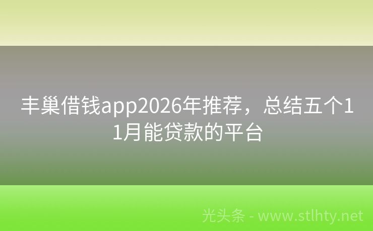 丰巢借钱app2026年推荐，总结五个11月能贷款的平台