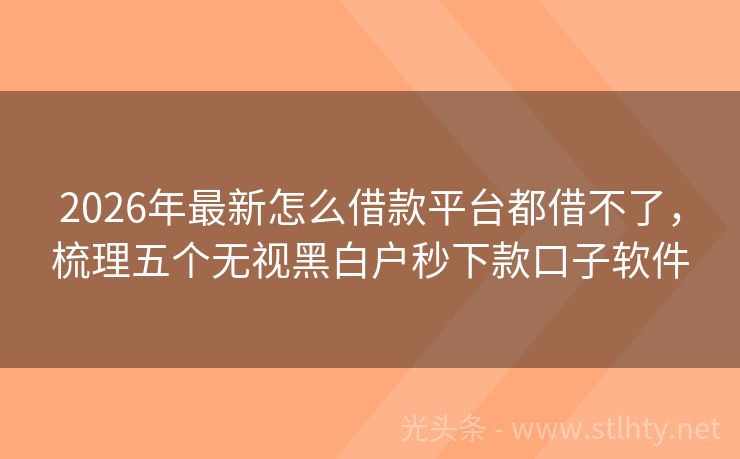 2026年最新怎么借款平台都借不了，梳理五个无视黑白户秒下款口子软件