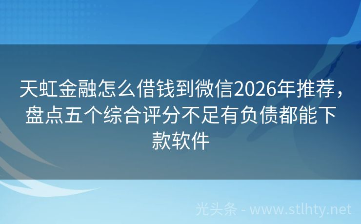 天虹金融怎么借钱到微信2026年推荐，盘点五个综合评分不足有负债都能下款软件