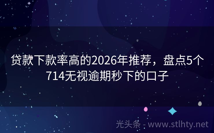 贷款下款率高的2026年推荐，盘点5个714无视逾期秒下的口子