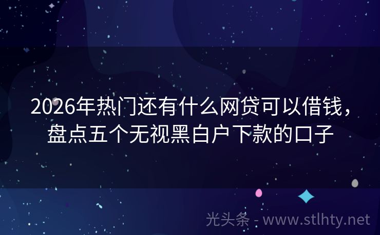 2026年热门还有什么网贷可以借钱，盘点五个无视黑白户下款的口子