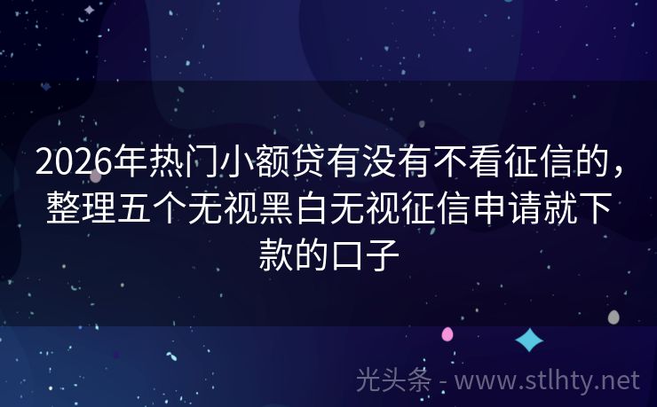 2026年热门小额贷有没有不看征信的，整理五个无视黑白无视征信申请就下款的口子