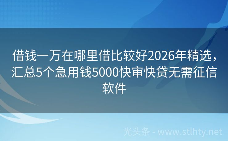 借钱一万在哪里借比较好2026年精选，汇总5个急用钱5000快审快贷无需征信软件