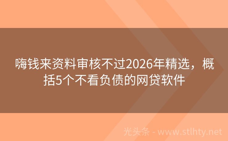 嗨钱来资料审核不过2026年精选，概括5个不看负债的网贷软件