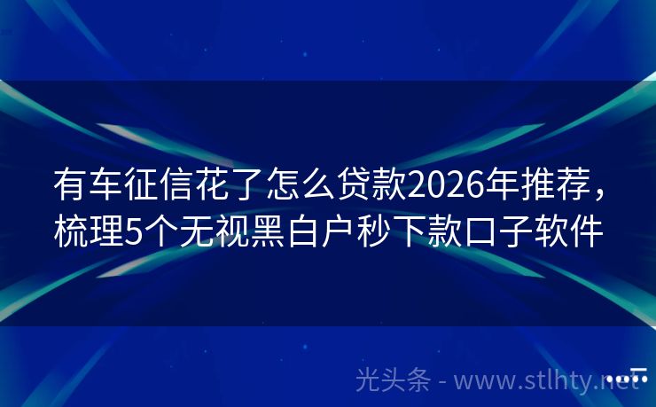 有车征信花了怎么贷款2026年推荐，梳理5个无视黑白户秒下款口子软件