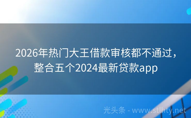 2026年热门大王借款审核都不通过，整合五个2024最新贷款app
