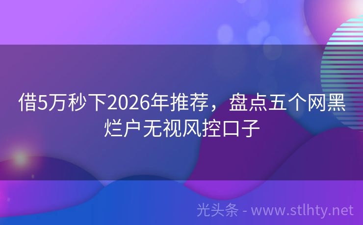 借5万秒下2026年推荐，盘点五个网黑烂户无视风控口子
