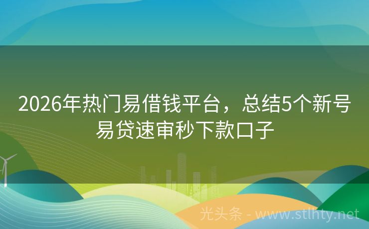 2026年热门易借钱平台，总结5个新号易贷速审秒下款口子