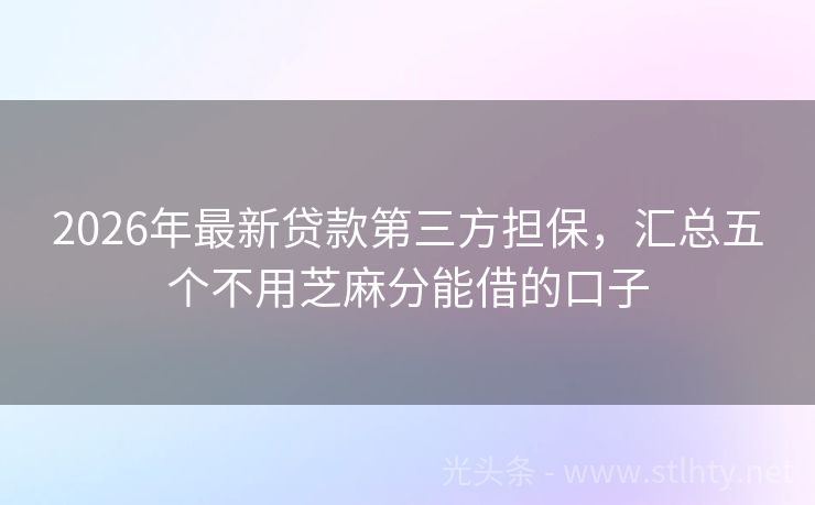 2026年最新贷款第三方担保，汇总五个不用芝麻分能借的口子