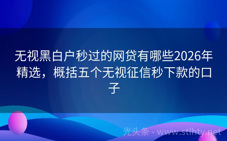 无视黑白户秒过的网贷有哪些2026年精选，概括五个无视征信秒下款的口子