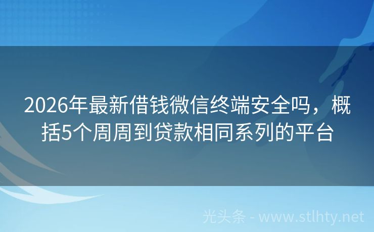 2026年最新借钱微信终端安全吗，概括5个周周到贷款相同系列的平台