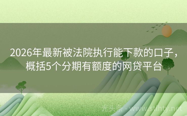 2026年最新被法院执行能下款的口子，概括5个分期有额度的网贷平台