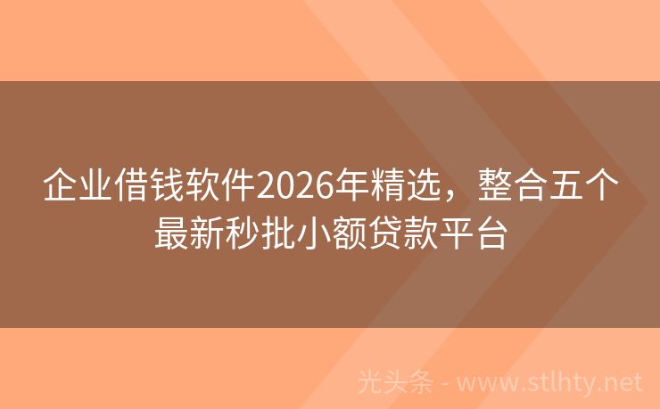 企业借钱软件2026年精选，整合五个最新秒批小额贷款平台