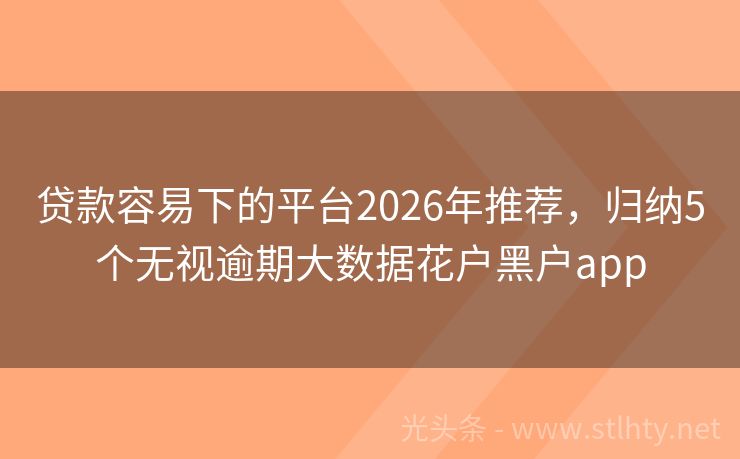 贷款容易下的平台2026年推荐，归纳5个无视逾期大数据花户黑户app