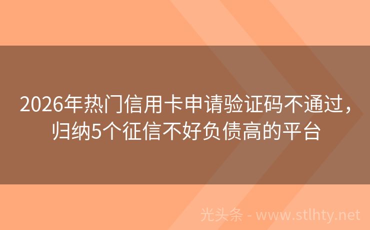 2026年热门信用卡申请验证码不通过，归纳5个征信不好负债高的平台