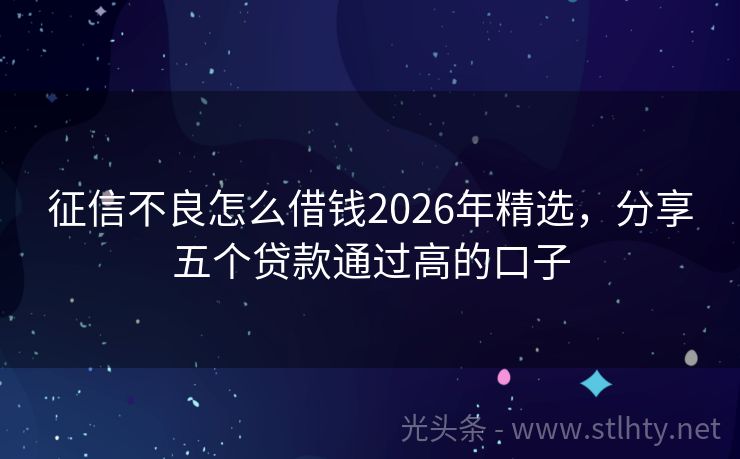 征信不良怎么借钱2026年精选，分享五个贷款通过高的口子