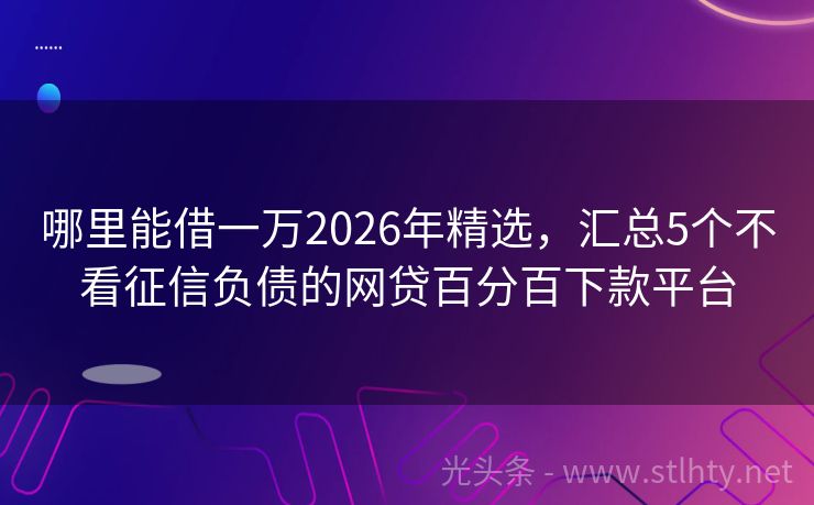哪里能借一万2026年精选，汇总5个不看征信负债的网贷百分百下款平台