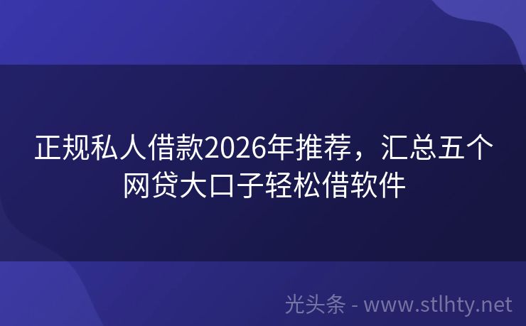 正规私人借款2026年推荐，汇总五个网贷大口子轻松借软件
