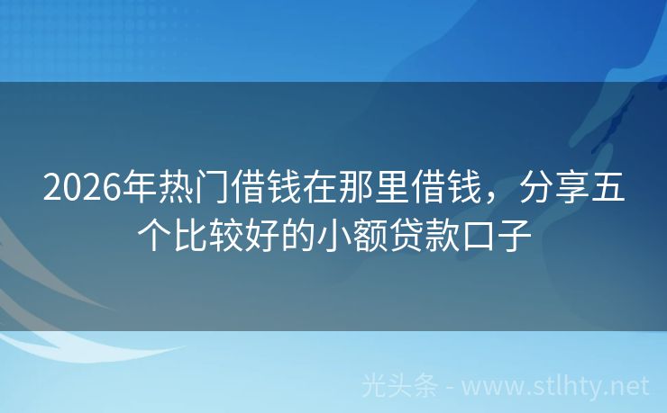 2026年热门借钱在那里借钱，分享五个比较好的小额贷款口子
