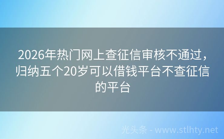 2026年热门网上查征信审核不通过，归纳五个20岁可以借钱平台不查征信的平台