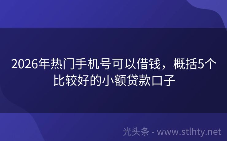 2026年热门手机号可以借钱，概括5个比较好的小额贷款口子
