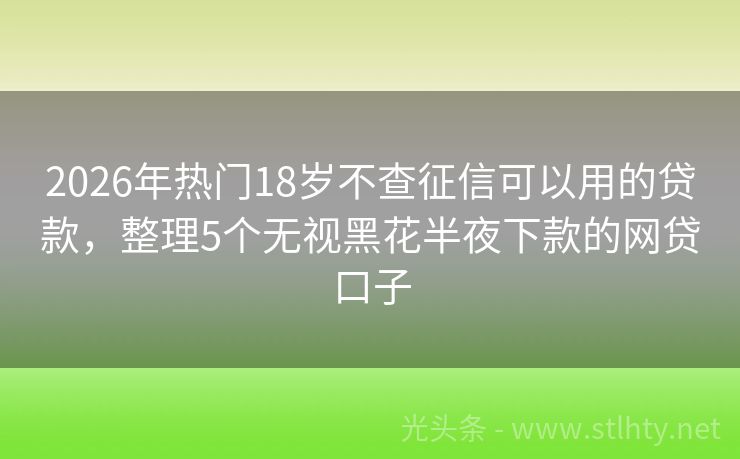 2026年热门18岁不查征信可以用的贷款，整理5个无视黑花半夜下款的网贷口子