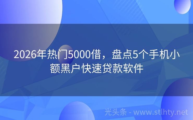 2026年热门5000借，盘点5个手机小额黑户快速贷款软件