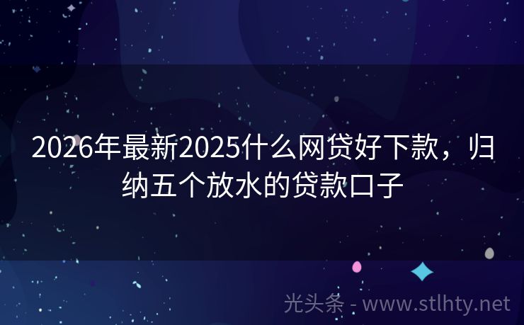 2026年最新2025什么网贷好下款，归纳五个放水的贷款口子