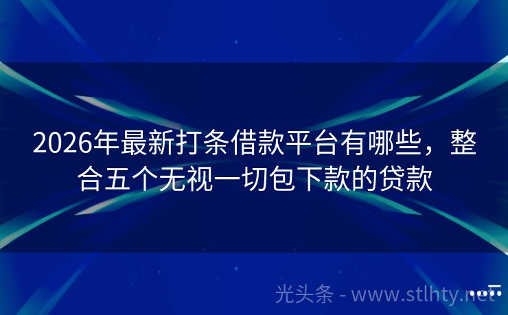 2026年最新打条借款平台有哪些，整合五个无视一切包下款的贷款