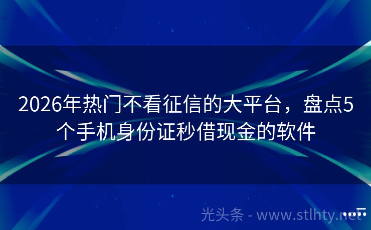 2026年热门不看征信的大平台，盘点5个手机身份证秒借现金的软件