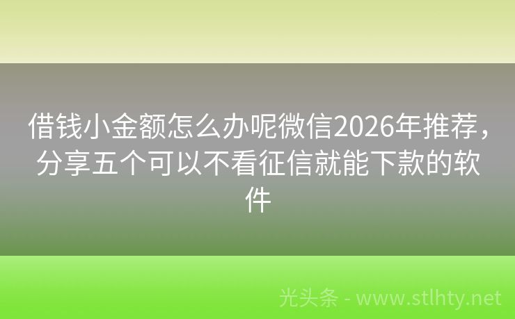 借钱小金额怎么办呢微信2026年推荐，分享五个可以不看征信就能下款的软件