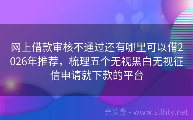 网上借款审核不通过还有哪里可以借2026年推荐，梳理五个无视黑白无视征信申请就下款的平台