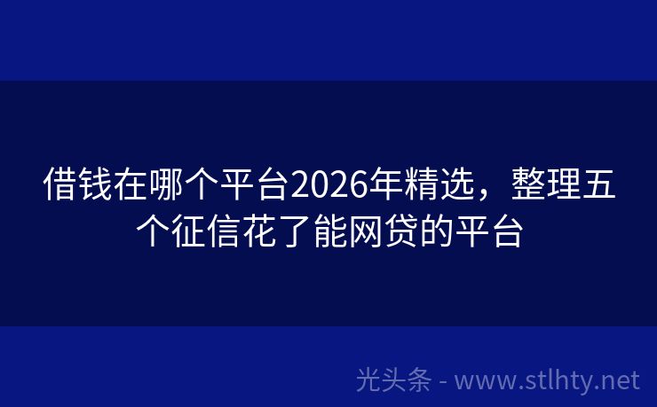 借钱在哪个平台2026年精选，整理五个征信花了能网贷的平台