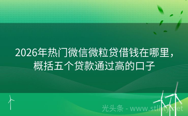 2026年热门微信微粒贷借钱在哪里，概括五个贷款通过高的口子