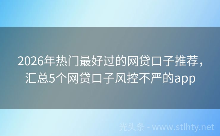 2026年热门最好过的网贷口子推荐，汇总5个网贷口子风控不严的app