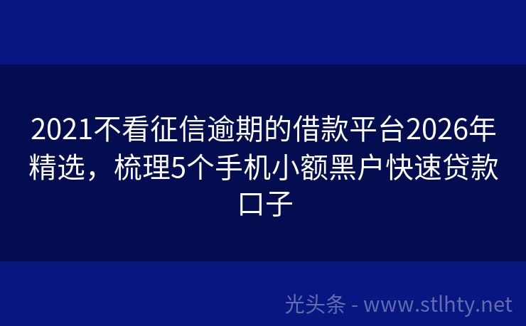 2021不看征信逾期的借款平台2026年精选，梳理5个手机小额黑户快速贷款口子