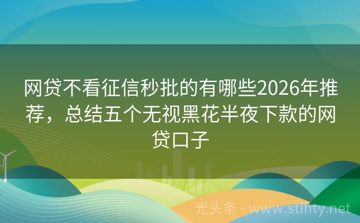 网贷不看征信秒批的有哪些2026年推荐，总结五个无视黑花半夜下款的网贷口子
