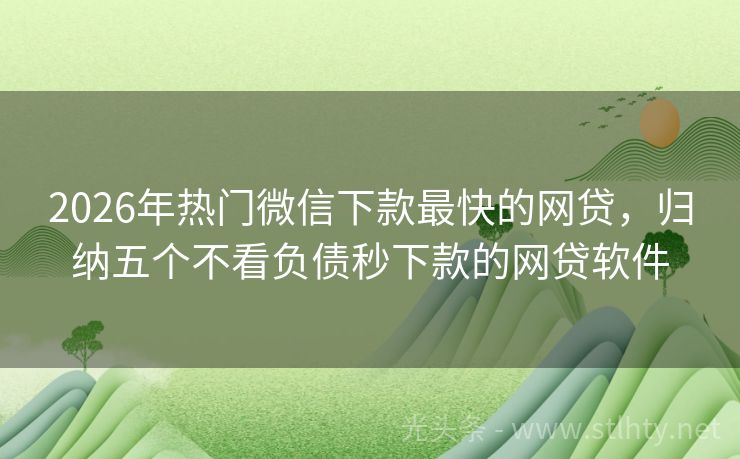 2026年热门微信下款最快的网贷，归纳五个不看负债秒下款的网贷软件