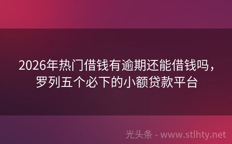 2026年热门借钱有逾期还能借钱吗，罗列五个必下的小额贷款平台