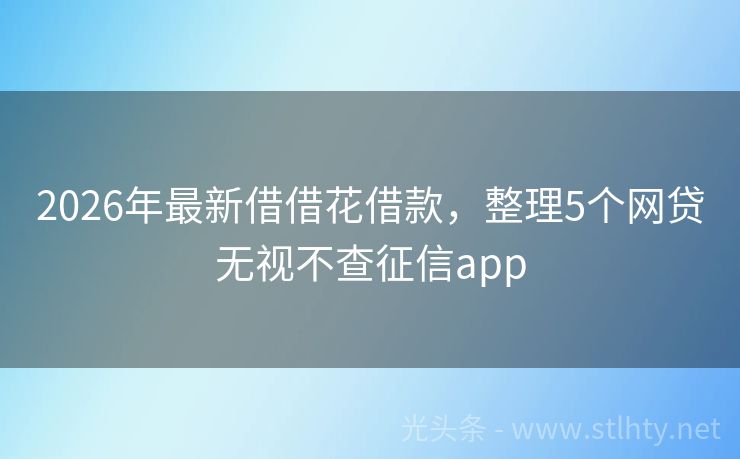 2026年最新借借花借款，整理5个网贷无视不查征信app