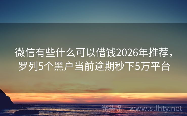 微信有些什么可以借钱2026年推荐，罗列5个黑户当前逾期秒下5万平台