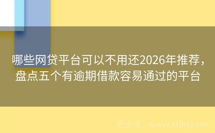哪些网贷平台可以不用还2026年推荐，盘点五个有逾期借款容易通过的平台
